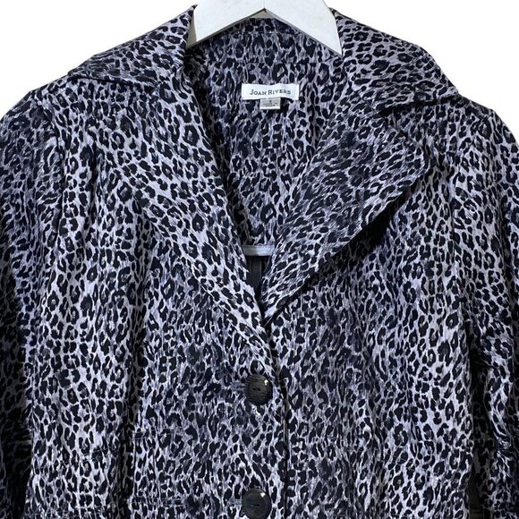JOAN RIVERS Gray Leopard Jacket Small Cotton Blend Casual Blazer Womens - Picture 3 of 9